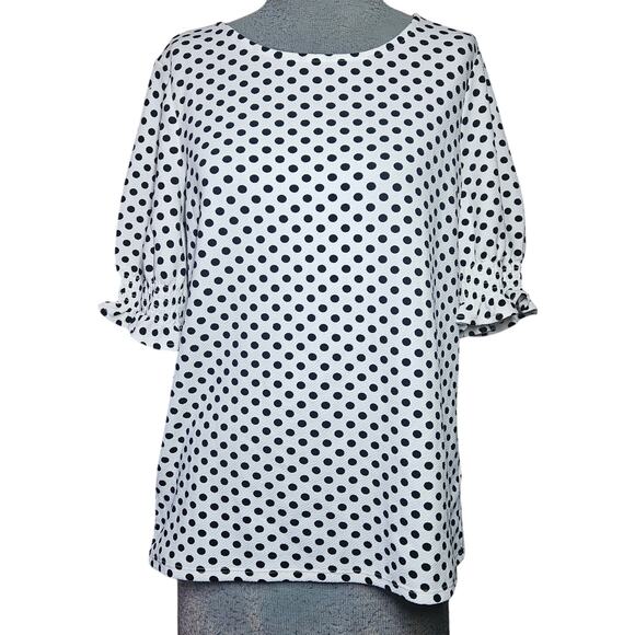Adrianna Papell Poka Dot Blouse Size Medium - Picture 1 of 4